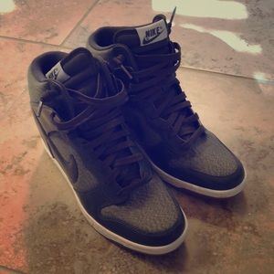 Army green Nike hi-top wedges